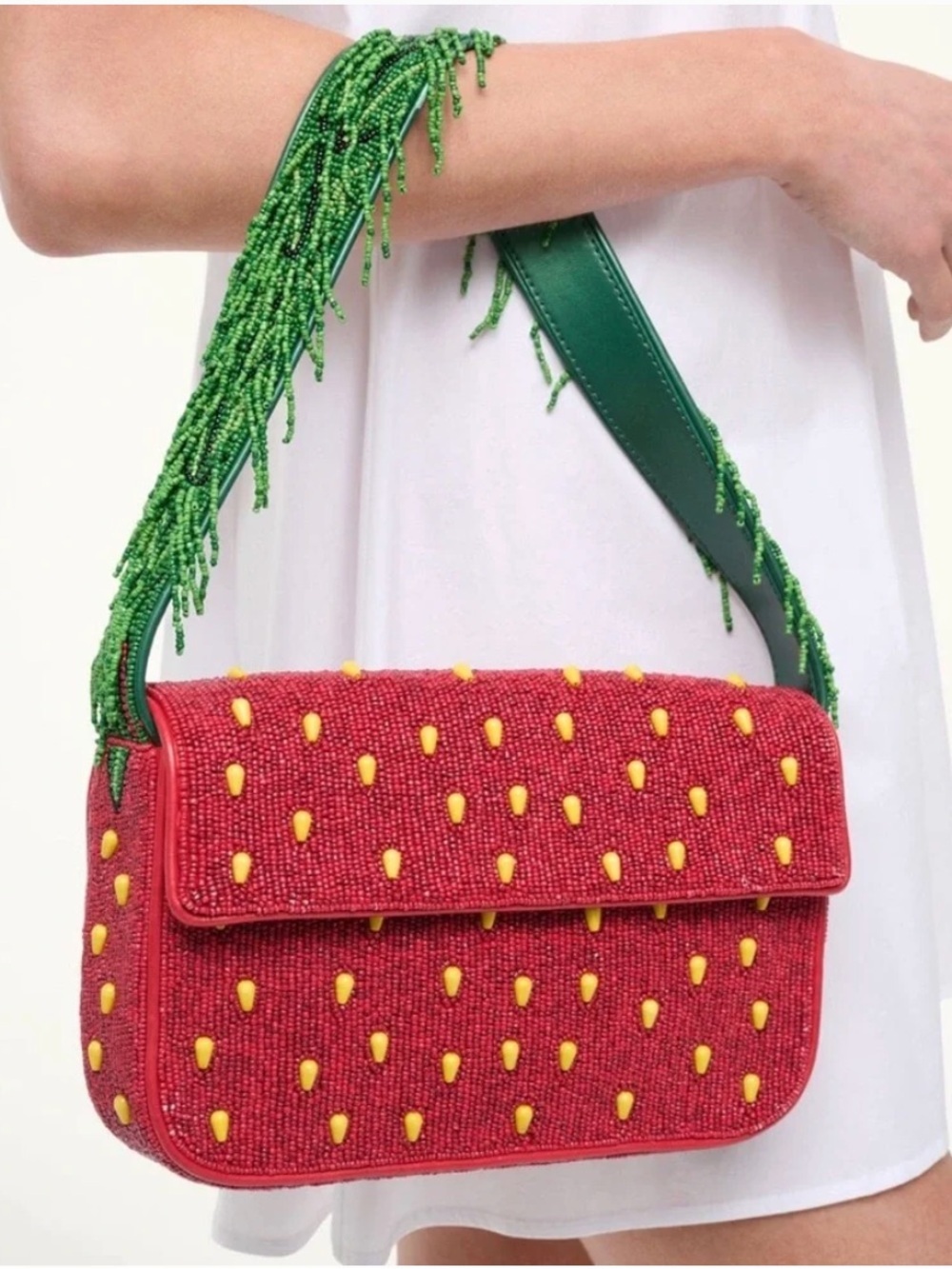 STAUD Tommy Beaded Strawberry Dream Shoulder Bag - Red - Picture 4 of 14